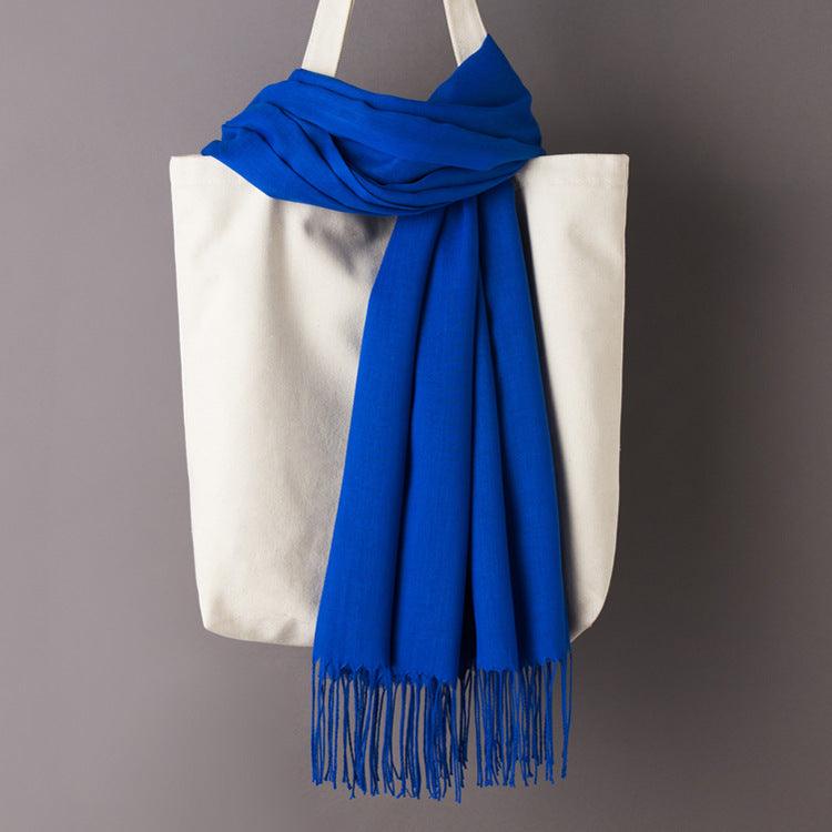 Hijab / Scarf - Solid Color with Tassels, Artificial Cashmere - Rawdah Al-Jennah