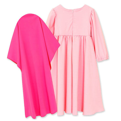 Buy NOW this Girls' Long-sleeved One-piece Dress With Hijab or other girls dress from Rawdah Al-Jennah