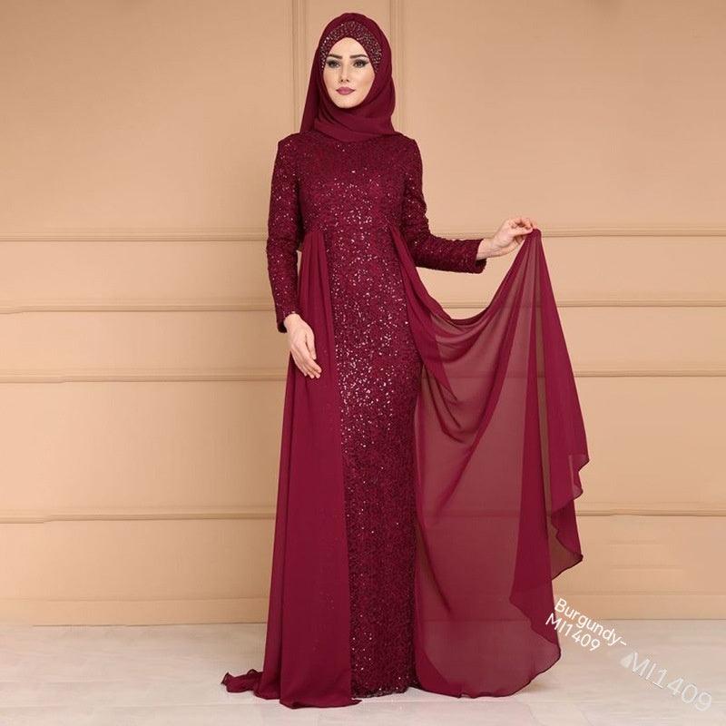 Noble Elegant Sequined Retro Style Long Fish Tail Dress - Rawdah Al-Jennah