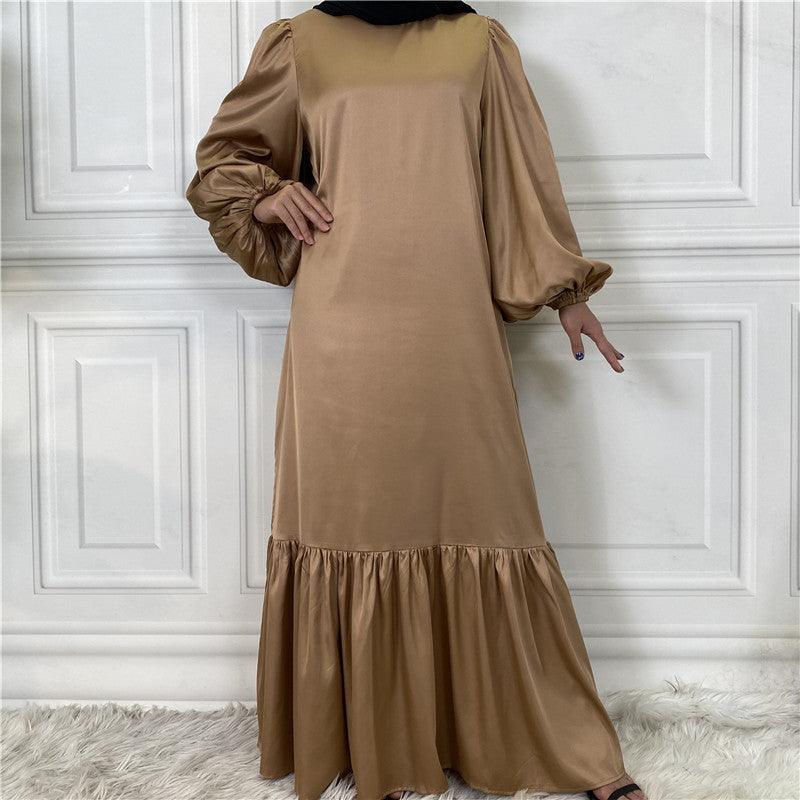 Modest Dress - Fashionable, Lace Up Solid Color Dress - Rawdah Al-Jennah