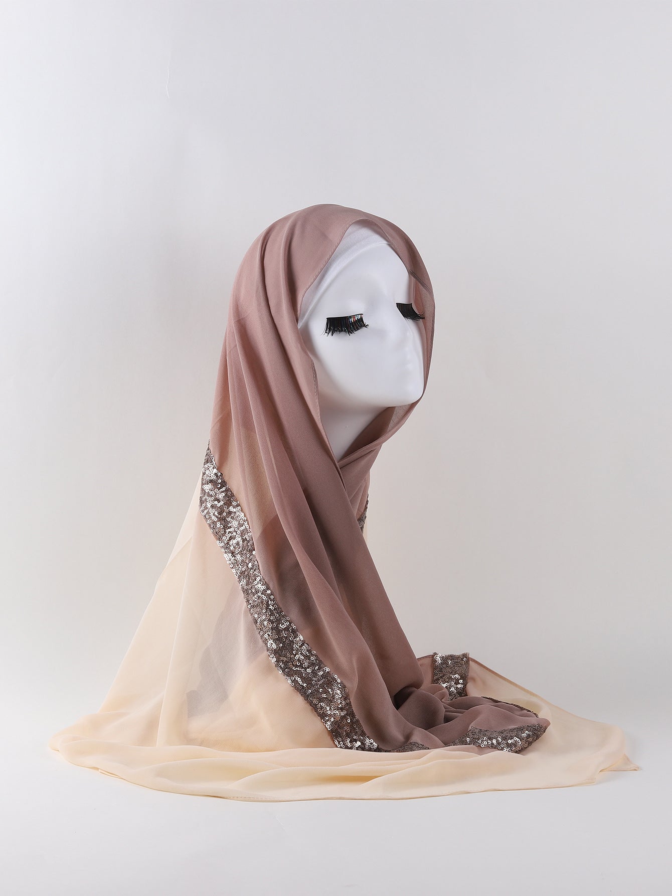 Buy NOW this Hijab - Two-tone, Sequined, Gradient Pearl Chiffon Lace or other Hijab from Rawdah Al-Jennah