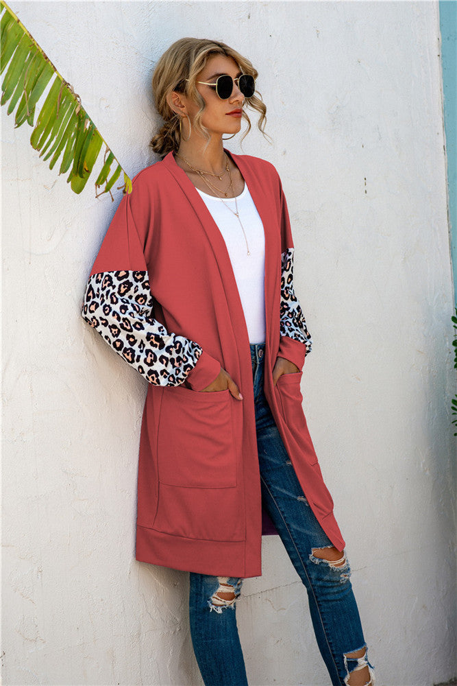 Buy NOW this Coat - New Knitwear Mid-length Leopard Print Sleeve or other Coat / Jacket from Rawdah Al-Jennah