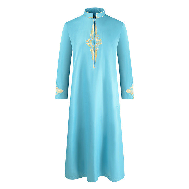 Buy NOW this Men's Thobe / Robe Solid Color Embroidered Design or other Robe / thobe from Rawdah Al-Jennah