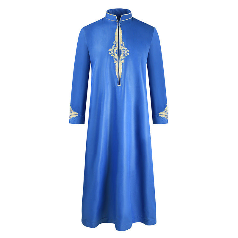 Buy NOW this Men's Thobe / Robe Solid Color Embroidered Design or other Robe / thobe from Rawdah Al-Jennah