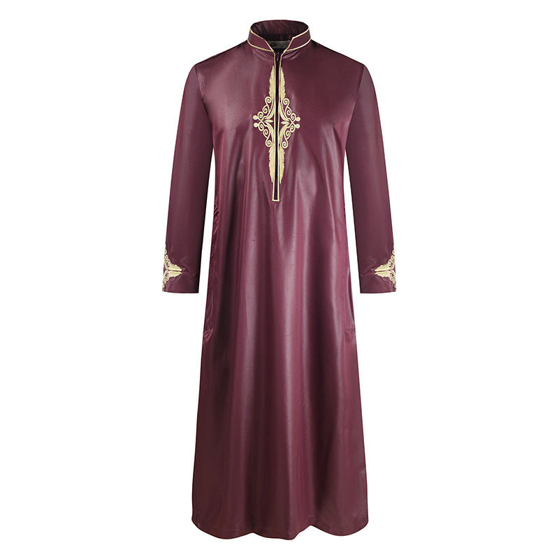 Buy NOW this Men's Thobe / Robe Solid Color Embroidered Design or other Robe / thobe from Rawdah Al-Jennah