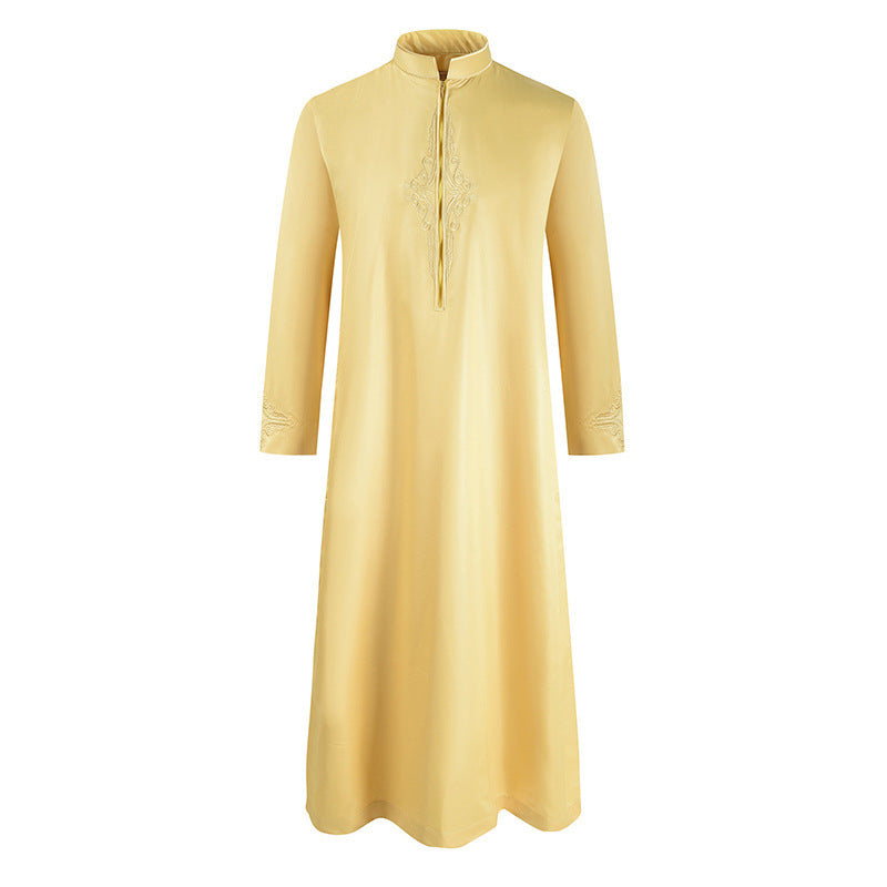 Buy NOW this Men's Thobe / Robe Solid Color Embroidered Design or other Robe / thobe from Rawdah Al-Jennah