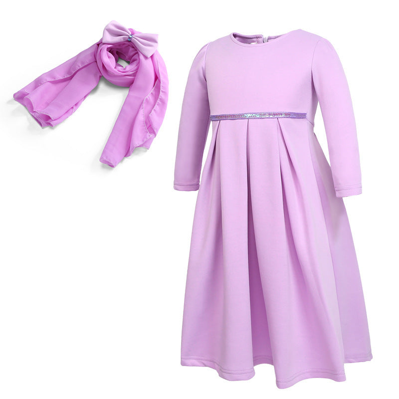 Buy NOW this Girls Modest Dress with Bow-tie Hijab or other girls dress from Rawdah Al-Jennah