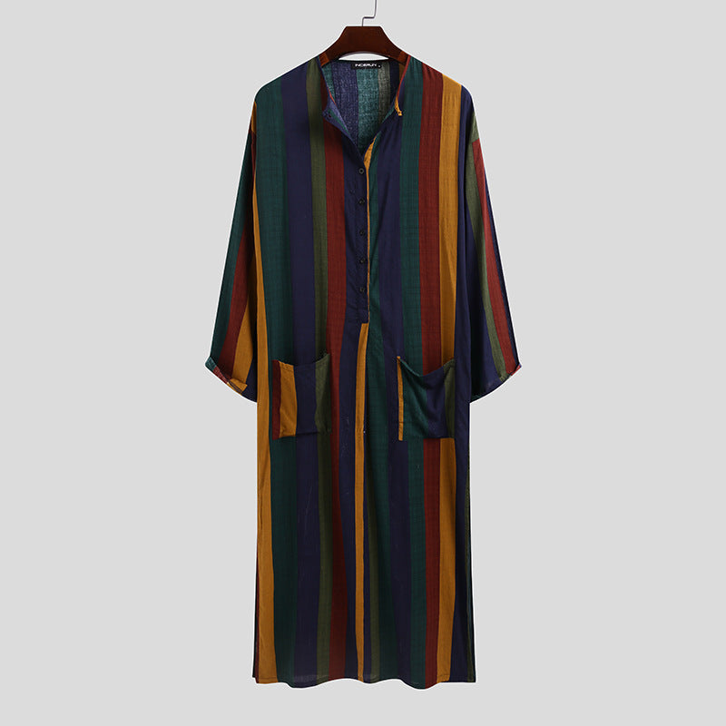 Buy NOW this Men's Jalabiya - Striped Printed Vibrant Colored Robe or other Robe / thobe from Rawdah Al-Jennah