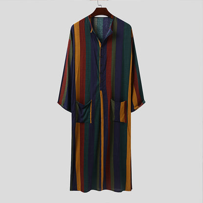 Buy NOW this Men's Jalabiya - Striped Printed Vibrant Colored Robe or other Robe / thobe from Rawdah Al-Jennah