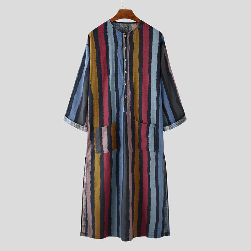 Buy NOW this Men's Jalabiya - Striped Printed Vibrant Colored Robe or other Robe / thobe from Rawdah Al-Jennah