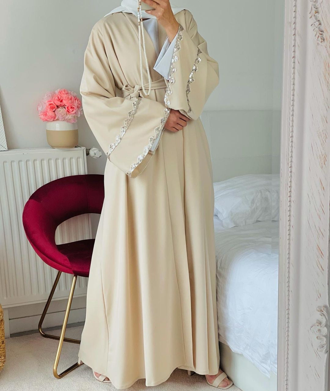 Buy NOW this Abaya / Dress Set - Spliced Lace Cardigan Maxi Skirt or other Abaya /Dress Set from Rawdah Al-Jennah