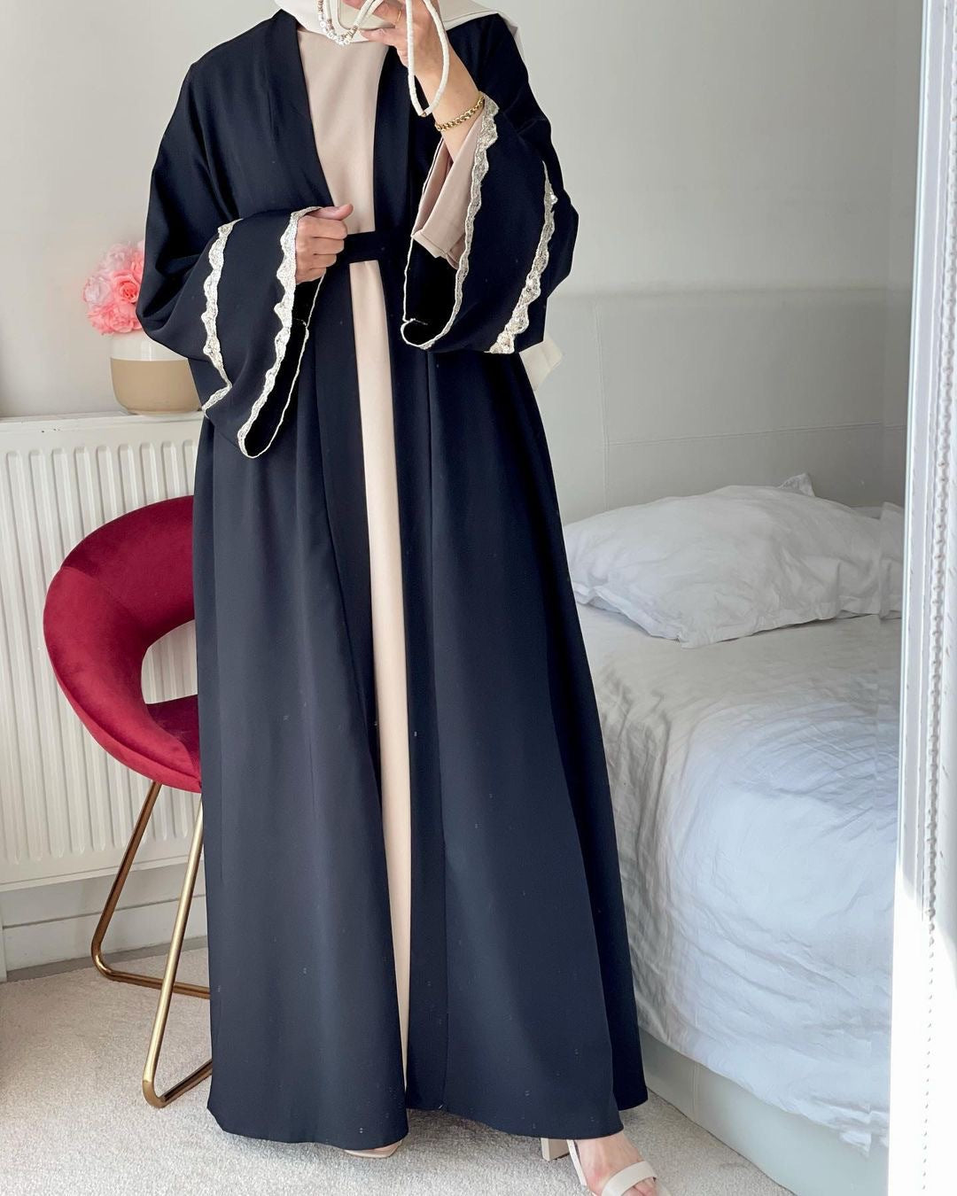 Buy NOW this Abaya / Dress Set - Spliced Lace Cardigan Maxi Skirt or other Abaya /Dress Set from Rawdah Al-Jennah