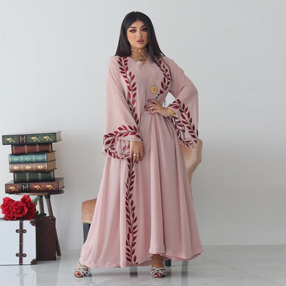 Buy NOW this Modest Dress - Embroidered Crew Neck Dress With Headscarf or other modest dress from Rawdah Al-Jennah