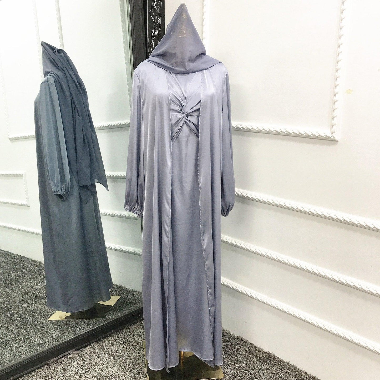 Modest Dress - Solid Color Two-piece Dress set - Rawdah Al-Jennah