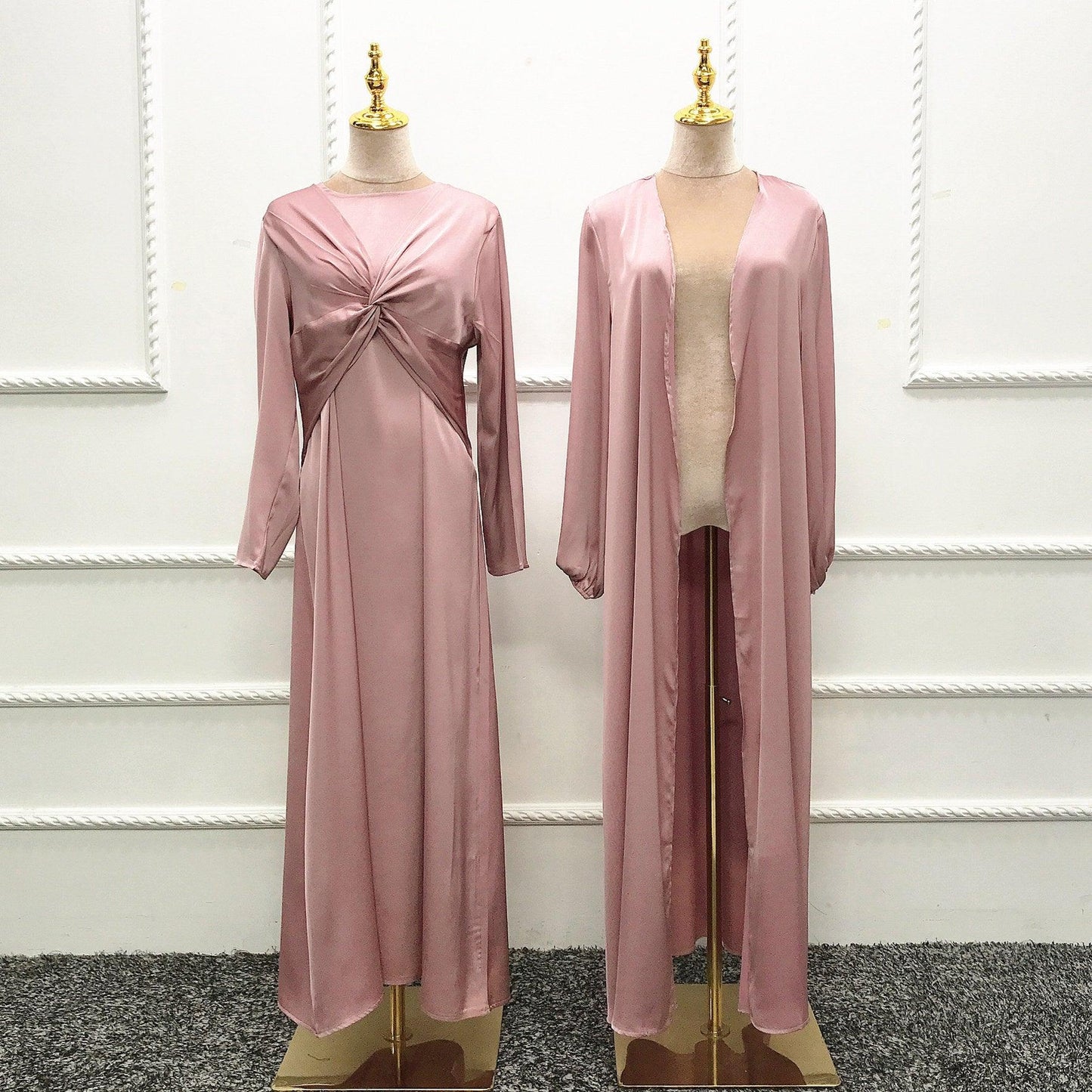 Modest Dress - Solid Color Two-piece Dress set - Rawdah Al-Jennah