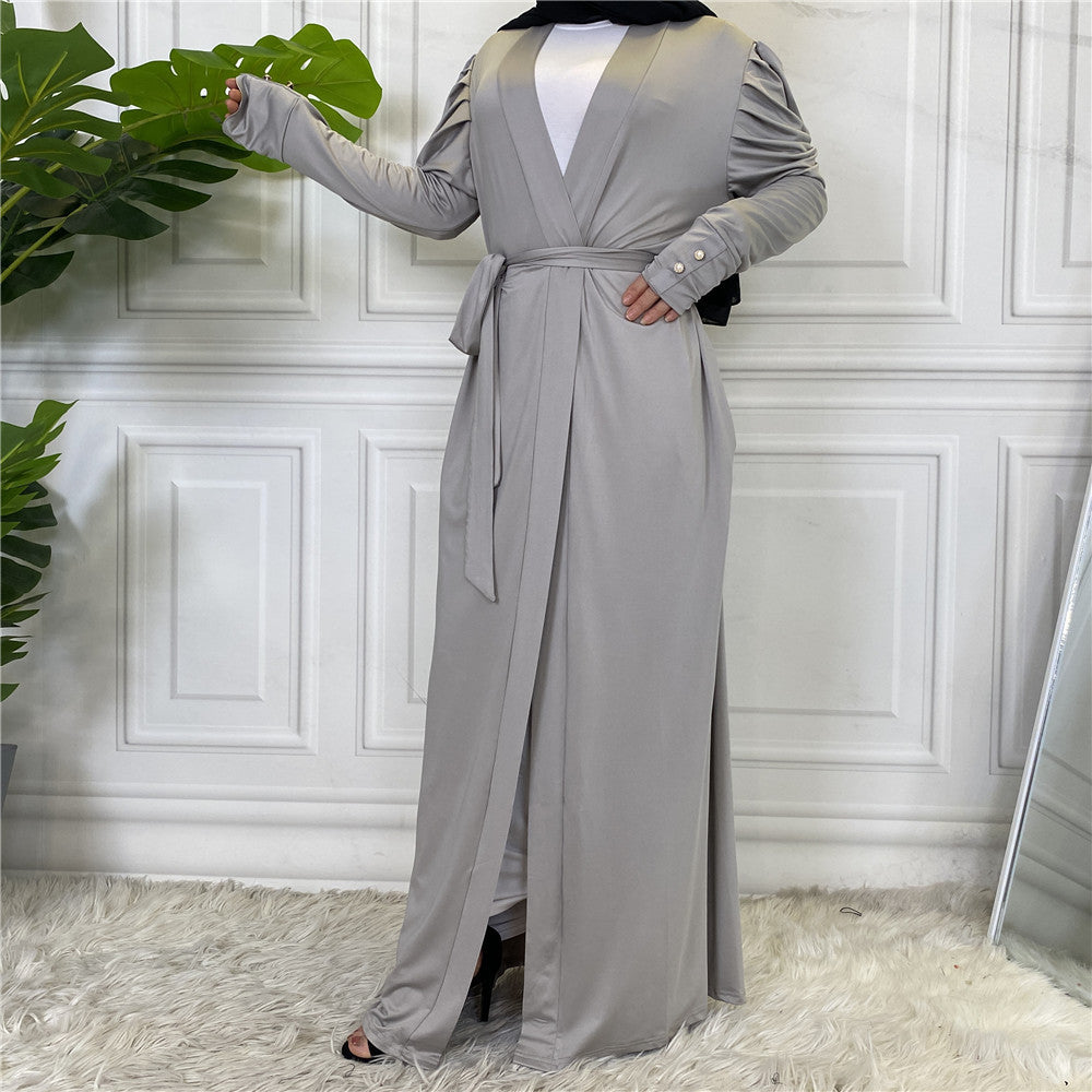 Buy NOW this Fashion Women's Solid Muslim Cardigan or other Abaya / Dress Set from Rawdah Al-Jennah