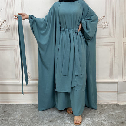 Buy NOW this Abaya / Dress Set - Solid Color Fashion Abaya / Dress Three-piece Set or other Abaya /Dress Set from Rawdah Al-Jennah