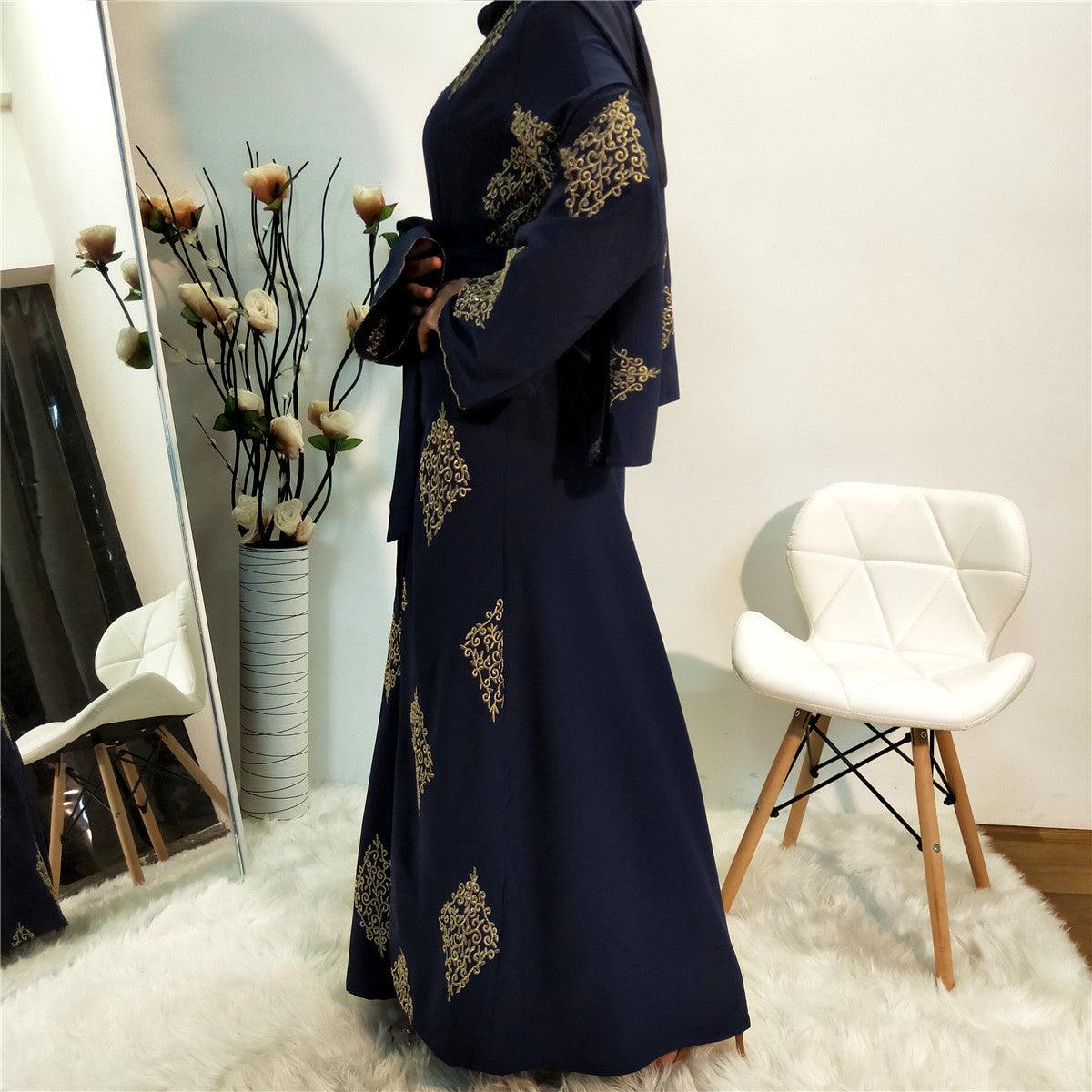 Buy NOW this Abaya - Elegant Gold design Machine Embroidered or other Abaya from Rawdah Al-Jennah