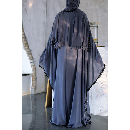 Abaya - Loose Lace Up Long Sleeved Abaya - Rawdah Al-Jennah