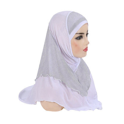 Buy NOW this Girl's Hijab- Malay Style Silk Stitching w/ Crystal or other Girls Hijab from Rawdah Al-Jennah