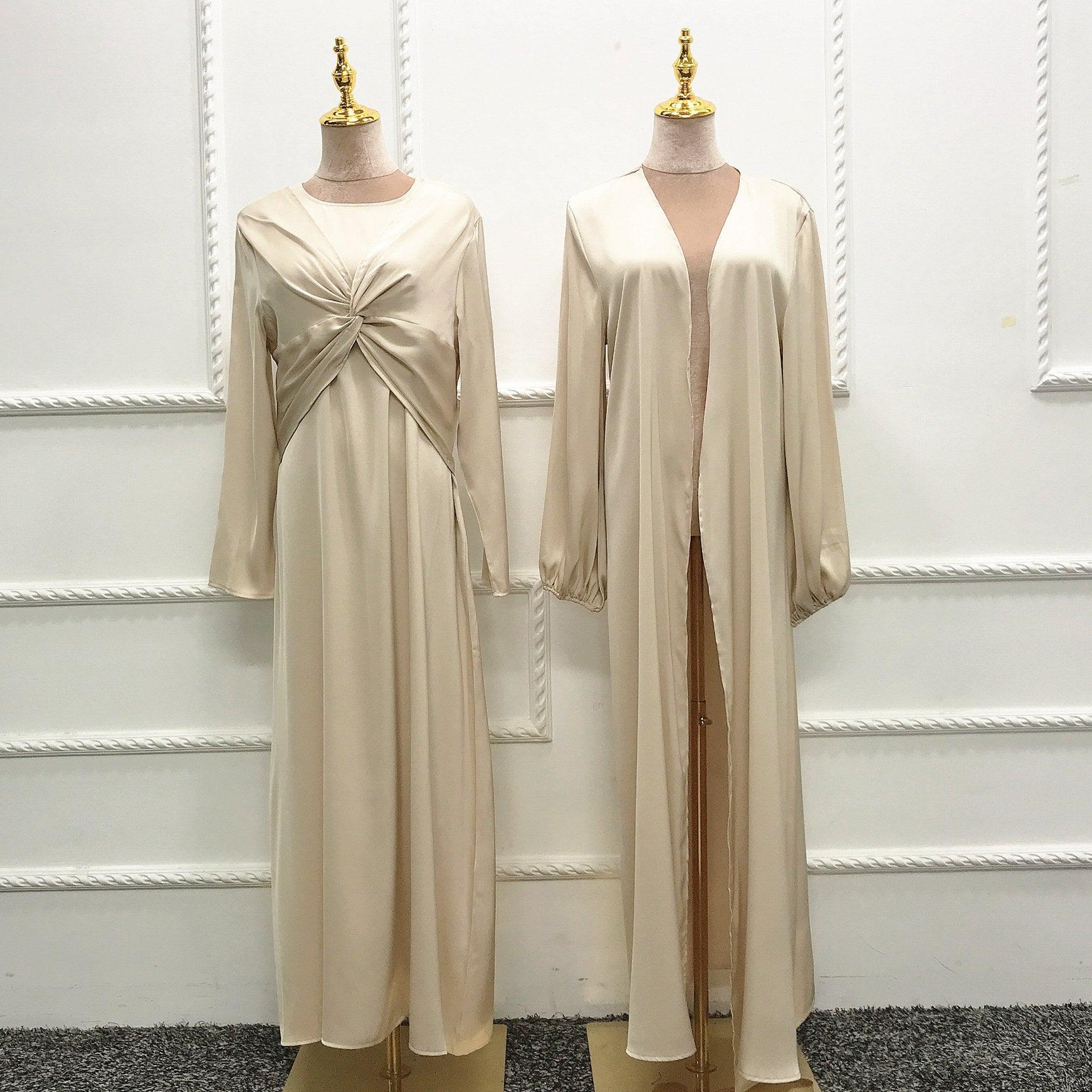 Modest Dress - Solid Color Two-piece Dress set - Rawdah Al-Jennah