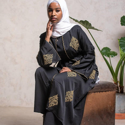 Buy NOW this Abaya - Elegant Gold design Machine Embroidered or other Abaya from Rawdah Al-Jennah