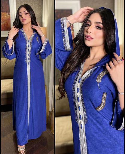 Buy NOW this Blue Diamond Moroccan Style Diamond Robe Women's or other modest dress from Rawdah Al-Jennah