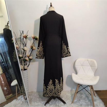 Gold Lace Stitching Fashionable Abaya - Rawdah Al-Jennah