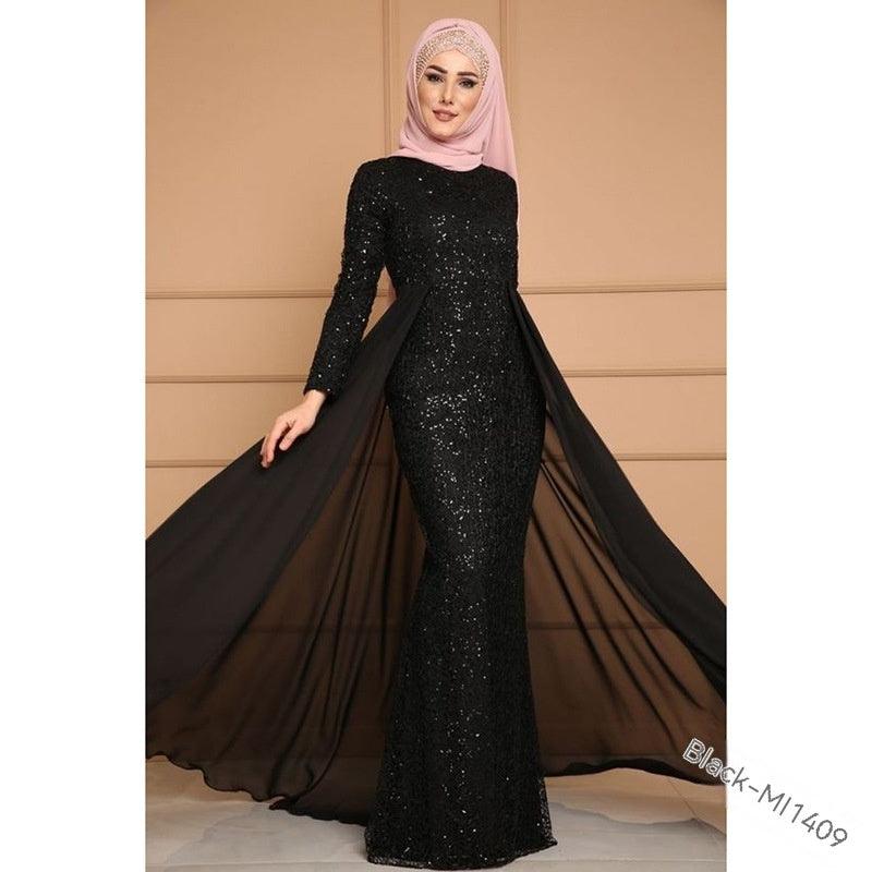 Noble Elegant Sequined Retro Style Long Fish Tail Dress - Rawdah Al-Jennah