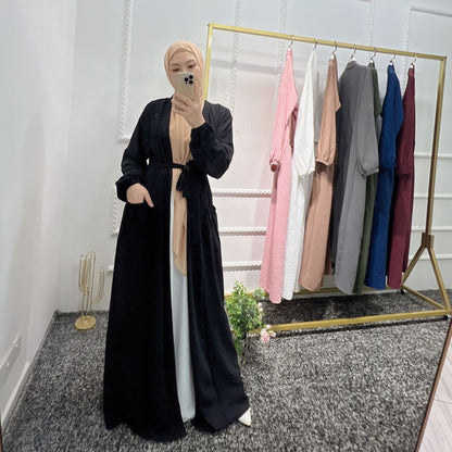 Buy NOW this Abaya - Lace-up spring & summer Abaya with Elastic Sleeve or other Abaya from Rawdah Al-Jennah