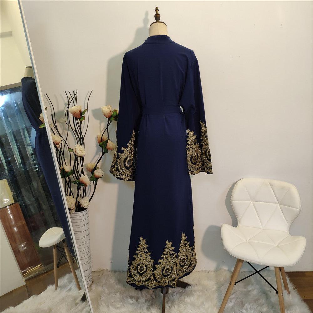 Gold Lace Stitching Fashionable Abaya - Rawdah Al-Jennah