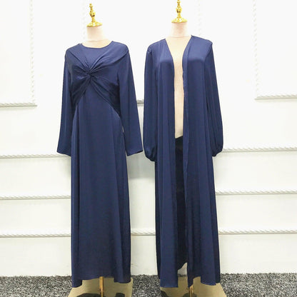 Modest Dress - Solid Color Two-piece Dress set - Rawdah Al-Jennah