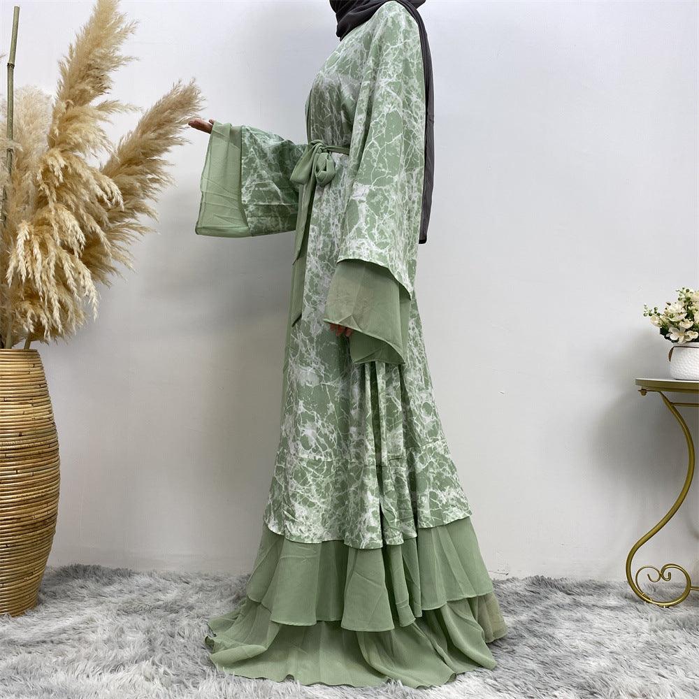 Abaya - Colorful Printed Panel - Rawdah Al-Jennah