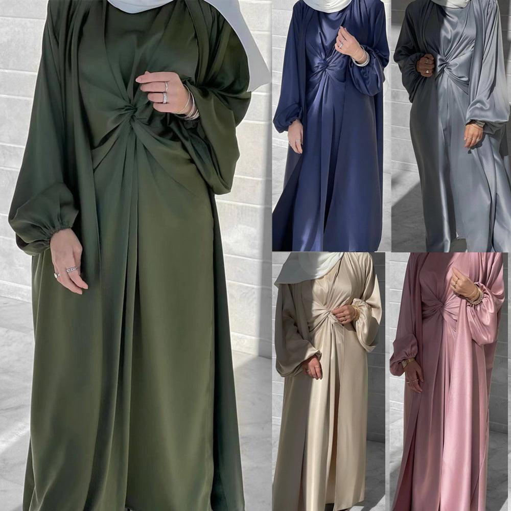 Modest Dress - Solid Color Two-piece Dress set - Rawdah Al-Jennah