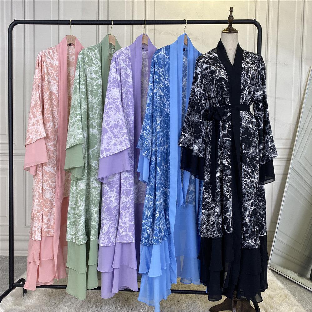 Abaya - Colorful Printed Panel - Rawdah Al-Jennah