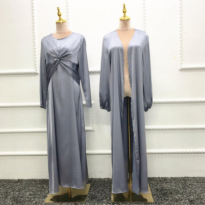 Modest Dress - Solid Color Two-piece Dress set - Rawdah Al-Jennah