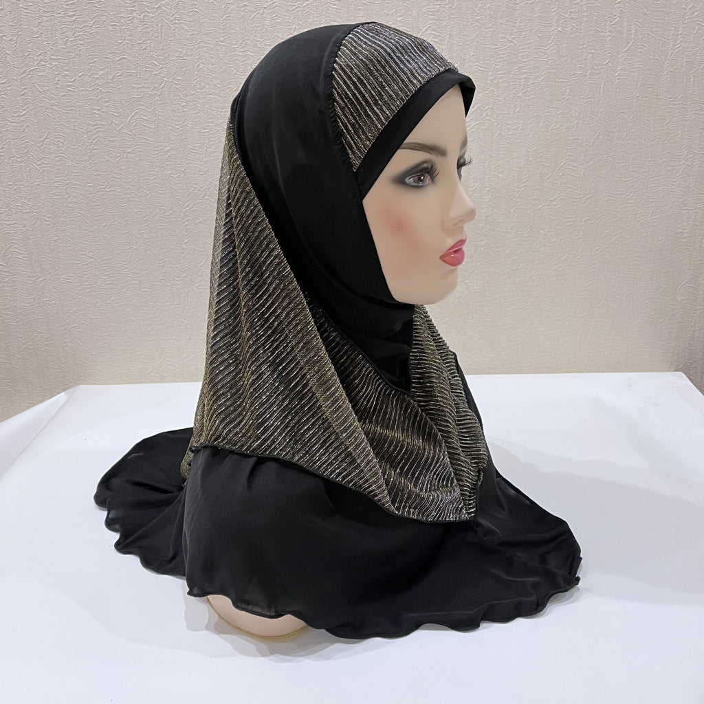 Buy NOW this Girl's Hijab- Malay Style Silk Stitching w/ Crystal or other Girls Hijab from Rawdah Al-Jennah