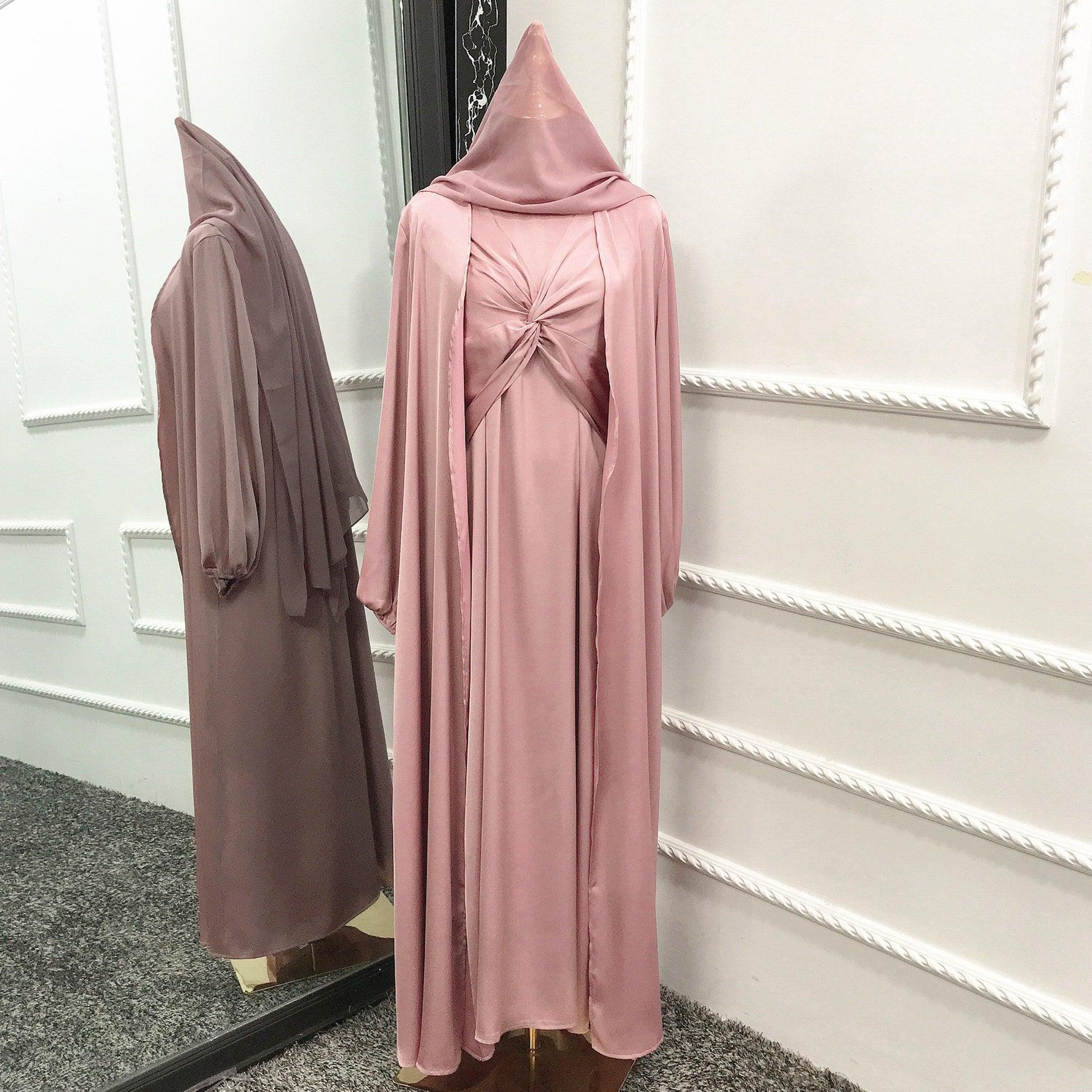 Modest Dress - Solid Color Two-piece Dress set - Rawdah Al-Jennah