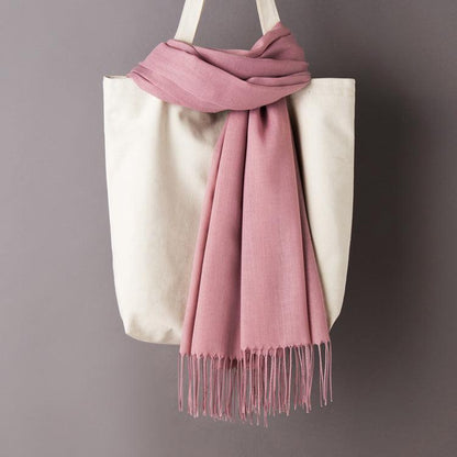 Hijab / Scarf - Solid Color with Tassels, Artificial Cashmere - Rawdah Al-Jennah