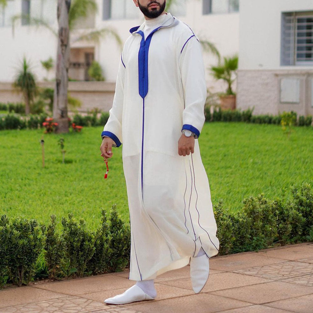 Buy NOW this Embroidered Men's Jalabiya Hooded Full Length Robe or other Robe / thobe from Rawdah Al-Jennah