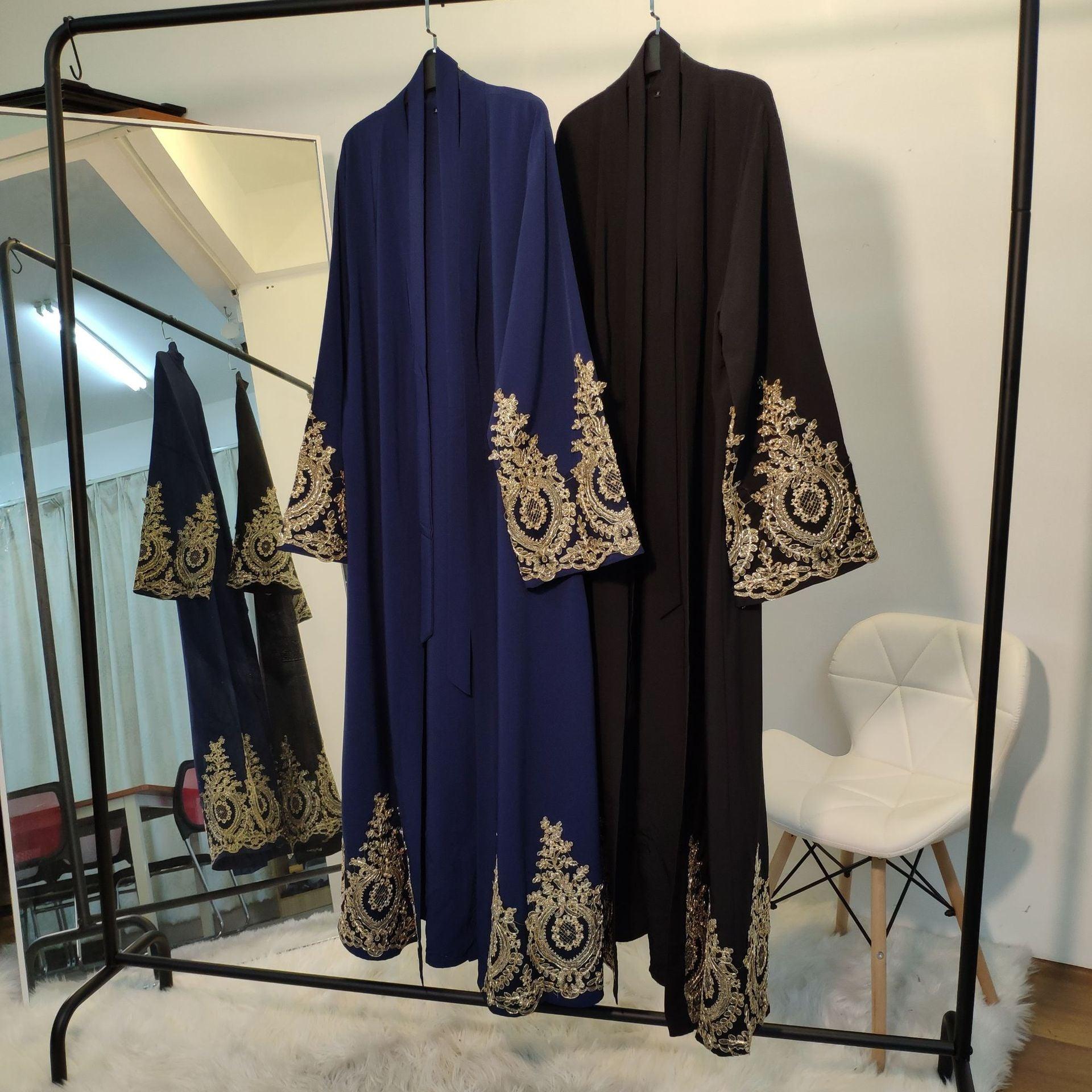 Gold Lace Stitching Fashionable Abaya - Rawdah Al-Jennah