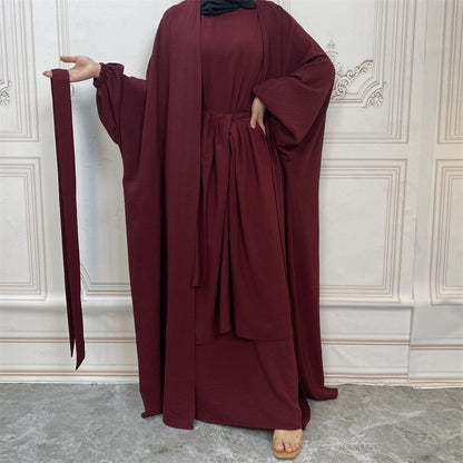 Buy NOW this Abaya / Dress Set - Solid Color Fashion Abaya / Dress Three-piece Set or other Abaya /Dress Set from Rawdah Al-Jennah