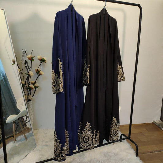 Gold Lace Stitching Fashionable Abaya - Rawdah Al-Jennah