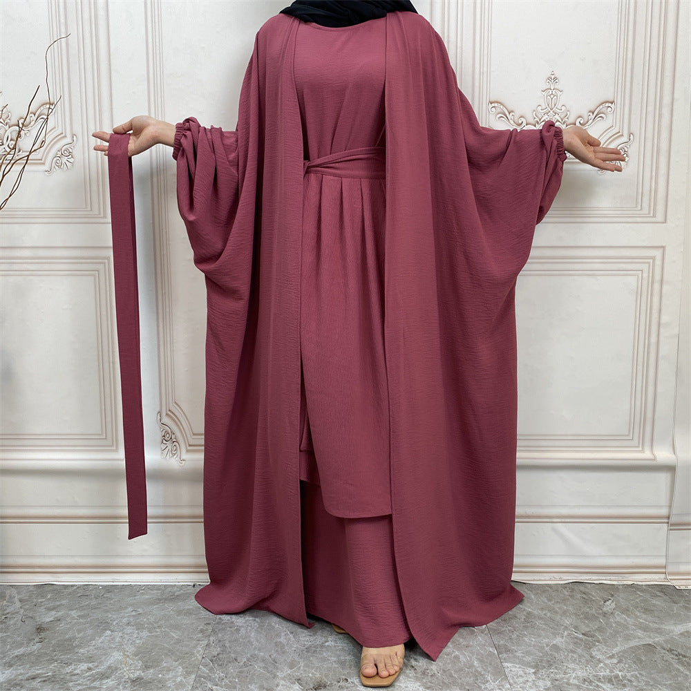 Buy NOW this Abaya / Dress Set - Solid Color Fashion Abaya / Dress Three-piece Set or other Abaya /Dress Set from Rawdah Al-Jennah