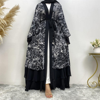 Abaya - Colorful Printed Panel - Rawdah Al-Jennah