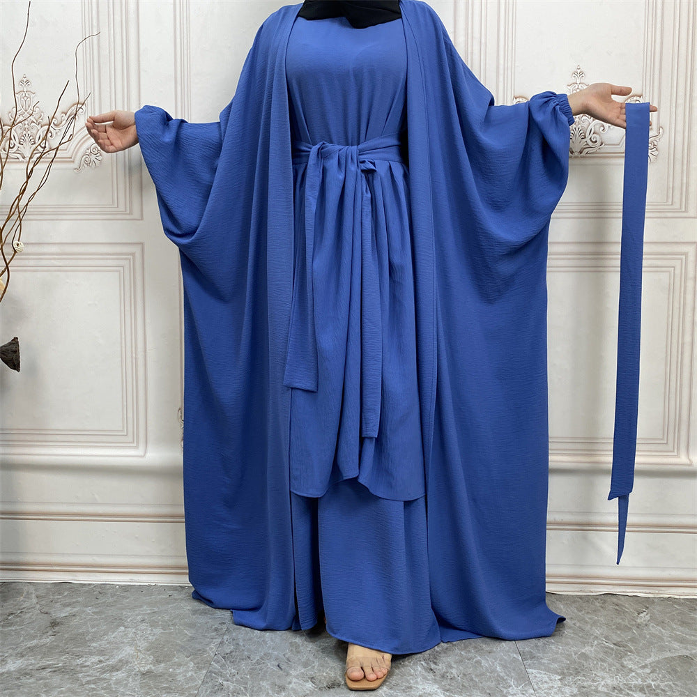 Buy NOW this Abaya / Dress Set - Solid Color Fashion Abaya / Dress Three-piece Set or other Abaya /Dress Set from Rawdah Al-Jennah