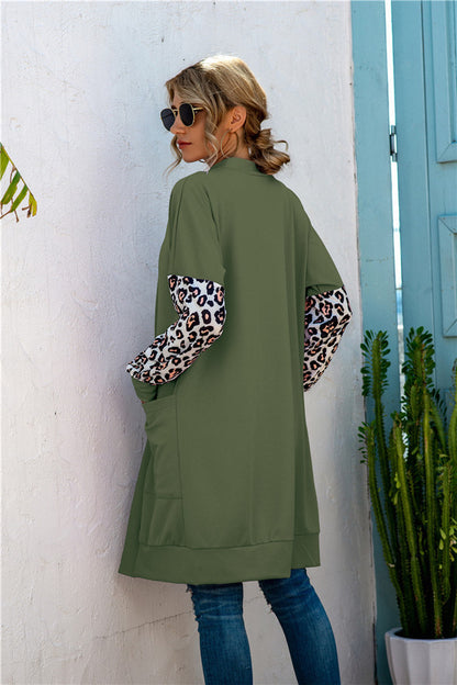 Buy NOW this Coat - New Knitwear Mid-length Leopard Print Sleeve or other Coat / Jacket from Rawdah Al-Jennah