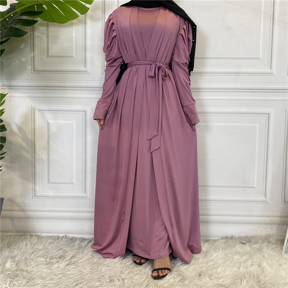 Buy NOW this Fashion Women's Solid Muslim Cardigan or other Abaya / Dress Set from Rawdah Al-Jennah