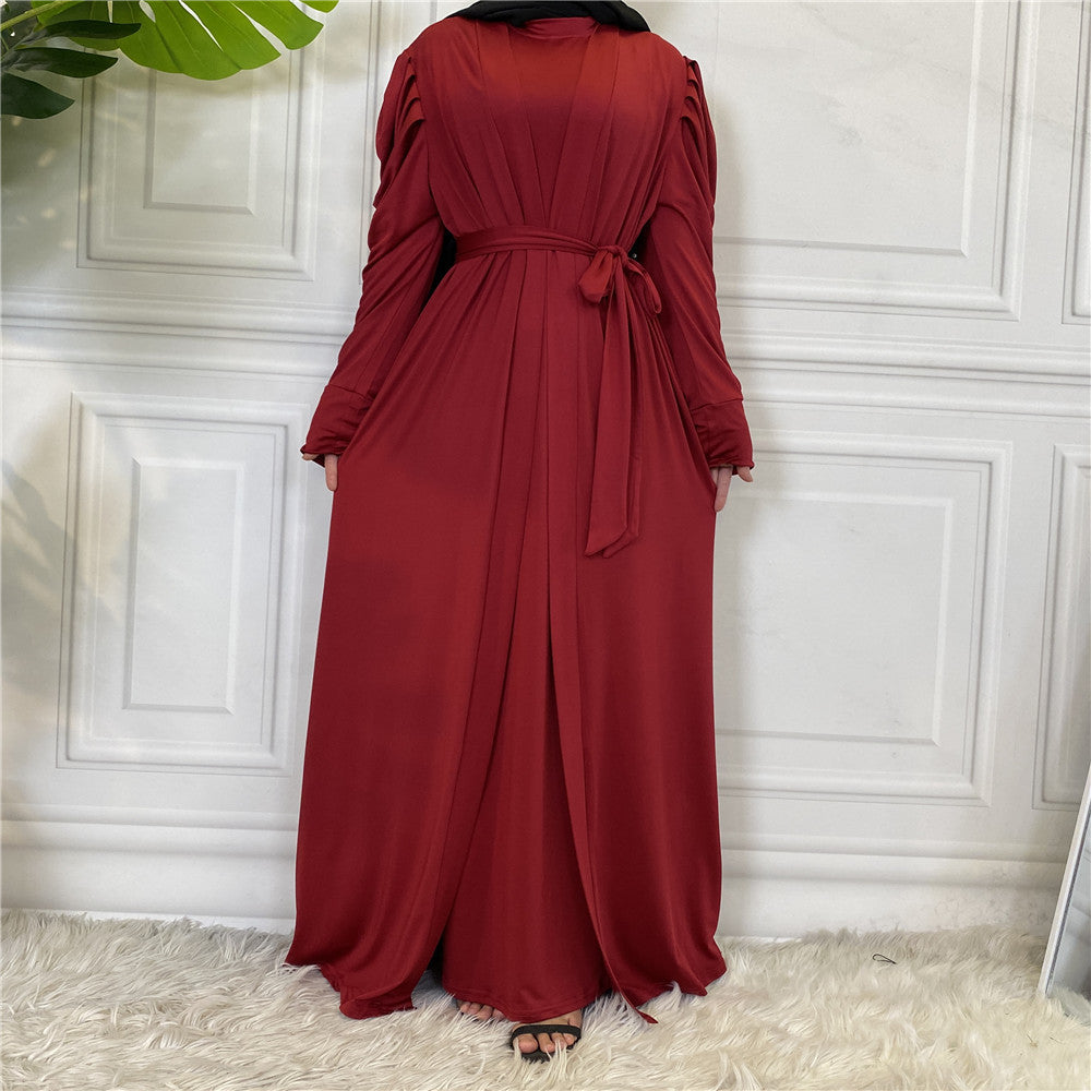 Buy NOW this Fashion Women's Solid Muslim Cardigan or other Abaya / Dress Set from Rawdah Al-Jennah