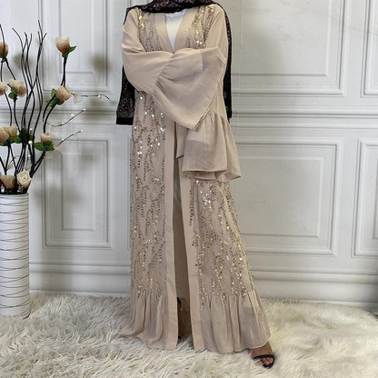 Buy NOW this Abaya - Women's Chiffon, Sequin Design Outer Robe or other Abaya from Rawdah Al-Jennah